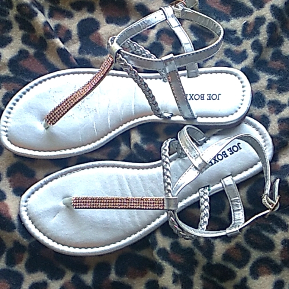 Metallic silver sandals